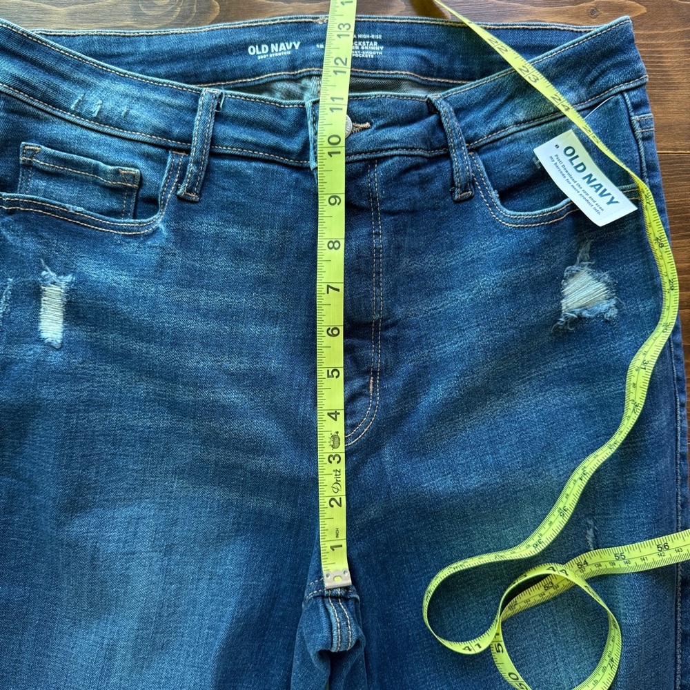 Old Navy Dark Blue Distressed Skinny Jeans - Picture 7 of 8